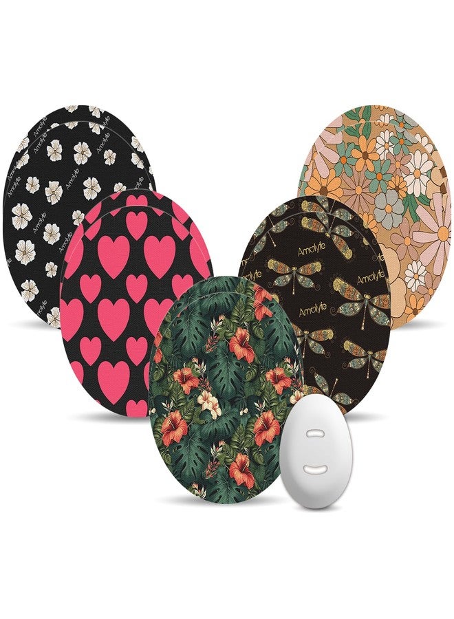 Amolyfe أموليف - لصقات لاصقة لجهاز ديكسكوم جي 7، عبوة من 10 لصقات إضافية لجهاز ديكسكوم ستيلو، مقاومة للصدمات مع غطاء صلب، مقاومة للماء، تسمح بمرور الهواء، لاصقة طبية، حماية لمدة 10 أيام لجهاز مراقبة الجلوكوز المستمر (مطبوع عليها قلب) - Image 1